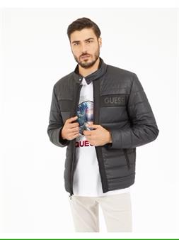 Guess Chaqueta negra de ecopiel de hombre 