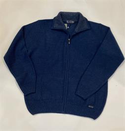 Chaqueta de punto con cremallera y bolsillos en azul