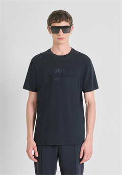 Antony Morato camiseta verde regular fit en algodón con logo estampado en goma MMKS02576-FA100240-71
